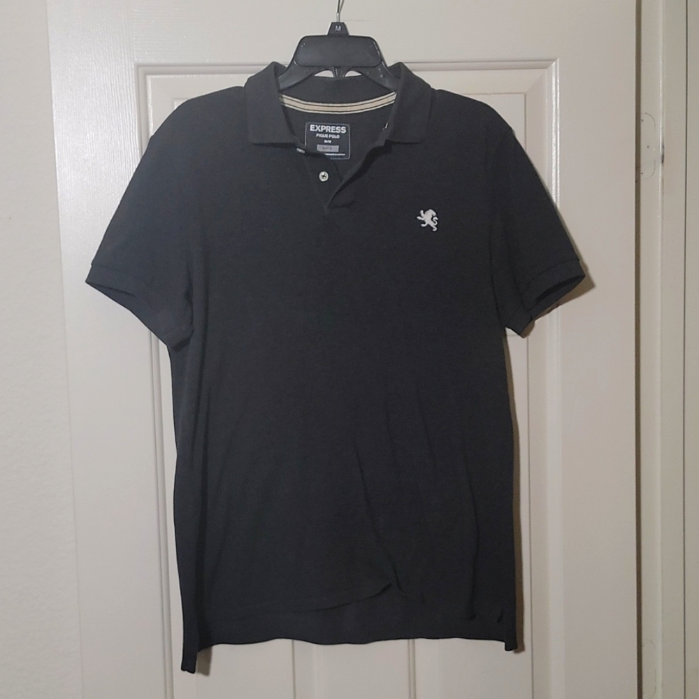 🔵 Express Mens Gray Polo - Size M Fitted